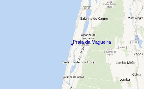 locatiekaart van Praia da Vagueira