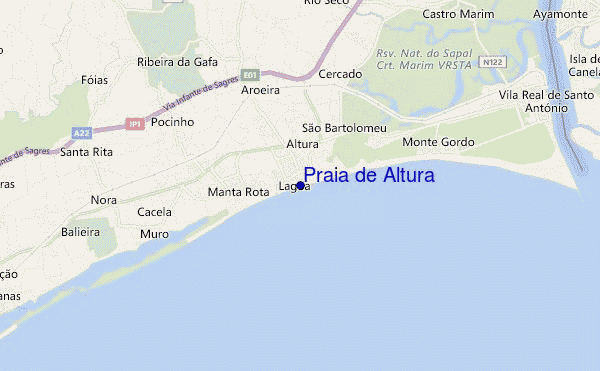 locatiekaart van Praia de Altura