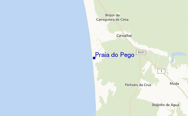 locatiekaart van Praia do Pego