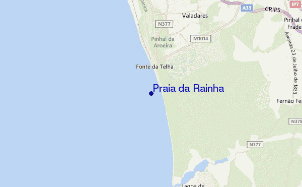 locatiekaart van Praia da Rainha