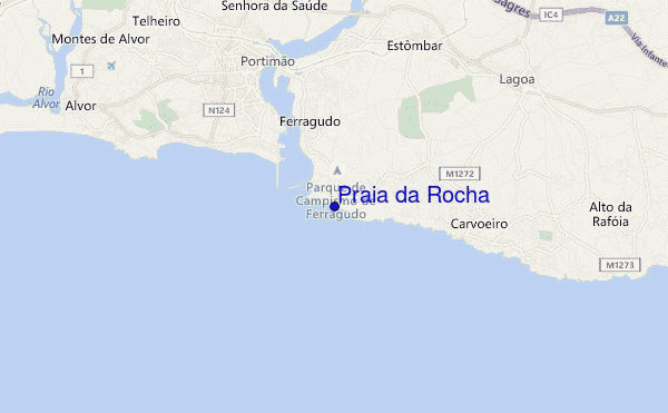 locatiekaart van Praia da Rocha