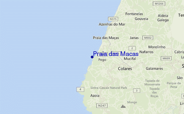 locatiekaart van Praia das Macas