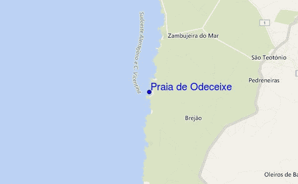 locatiekaart van Praia de Odeceixe