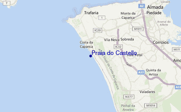 locatiekaart van Praia do Castello