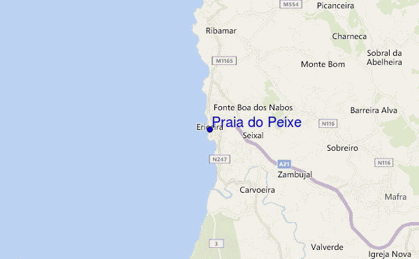 locatiekaart van Praia do Peixe