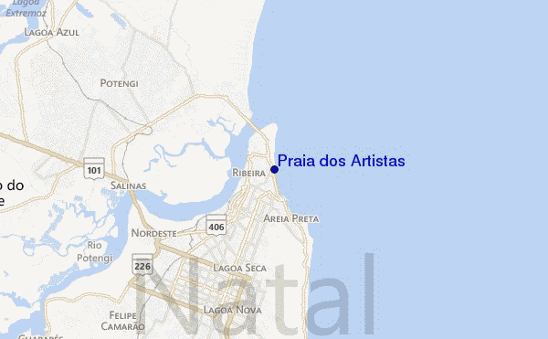 locatiekaart van Praia dos Artistas