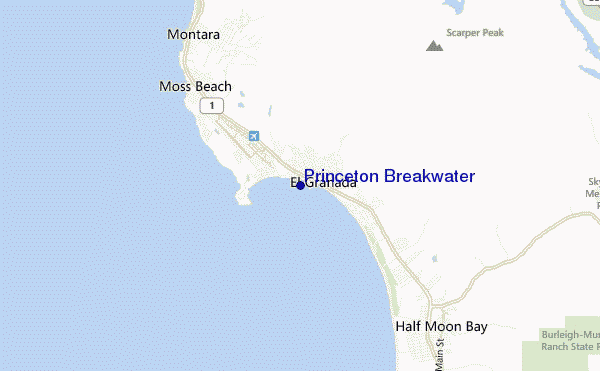 locatiekaart van Princeton Breakwater
