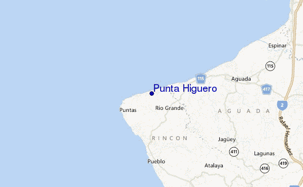 locatiekaart van Punta Higuero