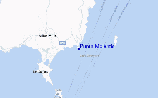 locatiekaart van Punta Molentis