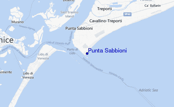 locatiekaart van Punta Sabbioni