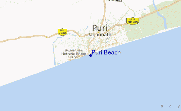 locatiekaart van Puri Beach