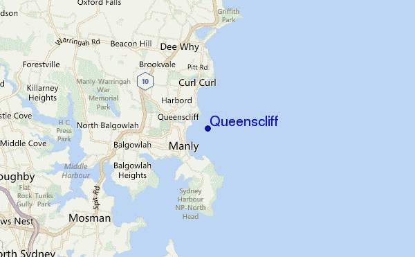 locatiekaart van Queenscliff