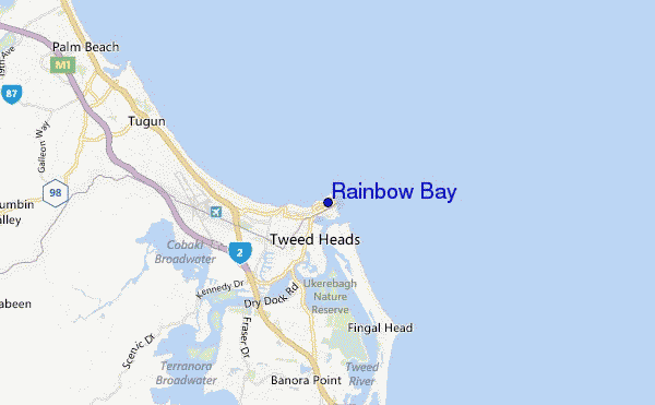locatiekaart van Rainbow Bay