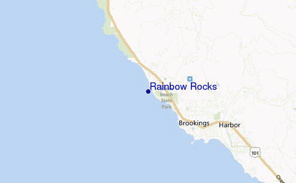 locatiekaart van Rainbow Rocks