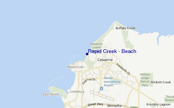 locatiekaart van Rapid Creek - Beach