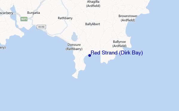 locatiekaart van Red Strand (Dirk Bay)