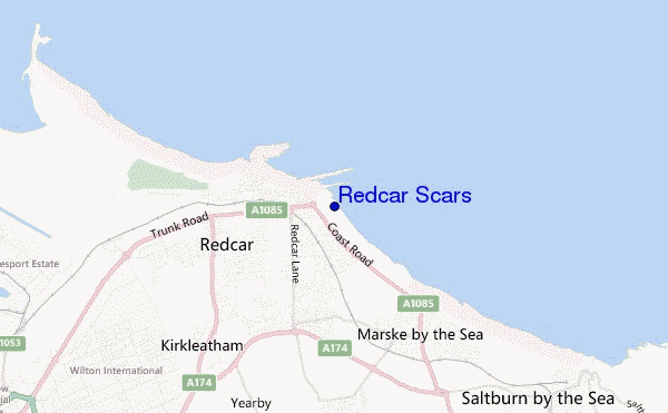 locatiekaart van Redcar Scars