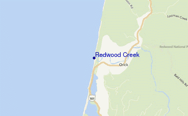 locatiekaart van Redwood Creek