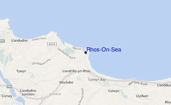 locatiekaart van Rhos-On-Sea