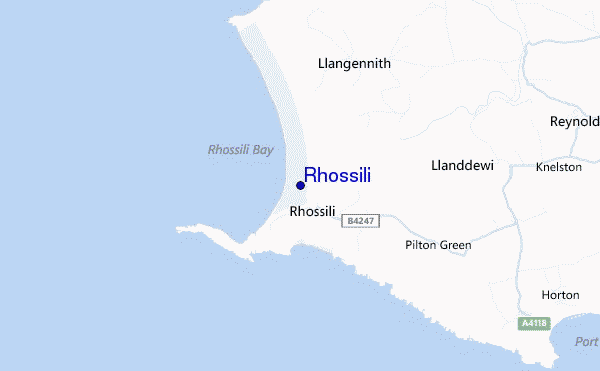 locatiekaart van Rhossili