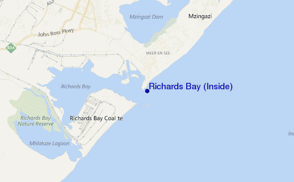 locatiekaart van Richards Bay (Inside)