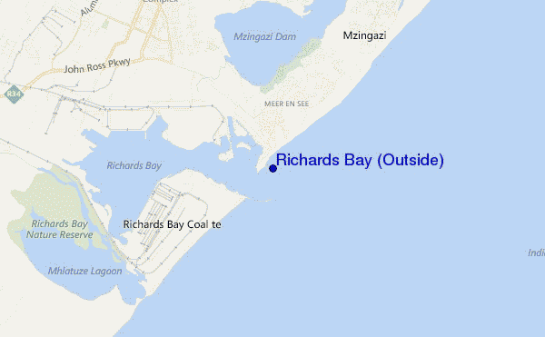 locatiekaart van Richards Bay (Outside)