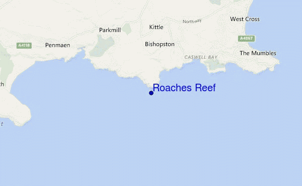 locatiekaart van Roaches Reef