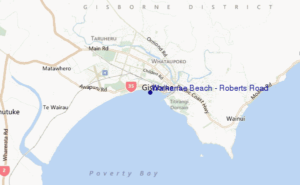 locatiekaart van Waikanae Beach - Roberts Road