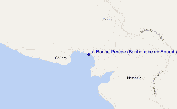 locatiekaart van La Roche Percee (Bonhomme de Bourail)