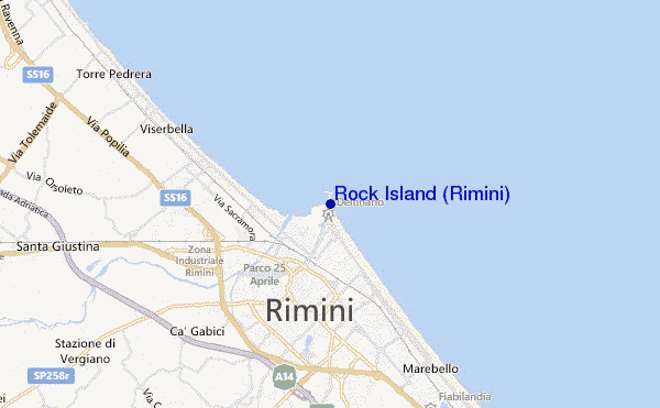 locatiekaart van Rock Island (Rimini)