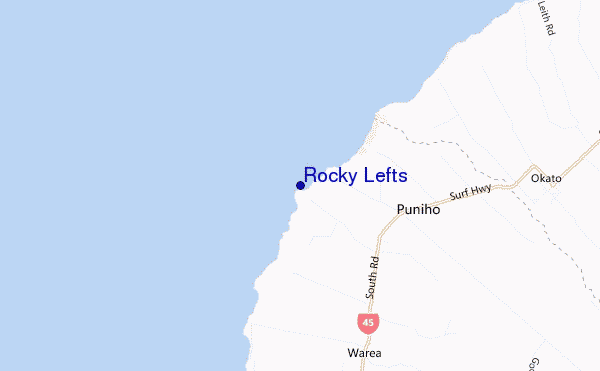 locatiekaart van Rocky Lefts