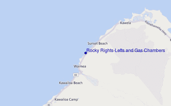 locatiekaart van Rocky Rights/Lefts and Gas Chambers