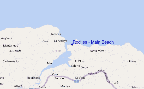 locatiekaart van Rodiles - Main Beach