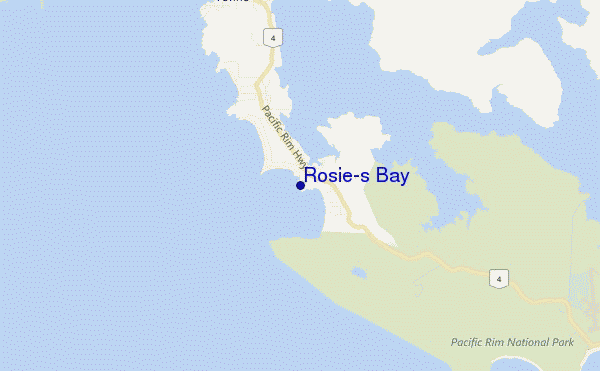 locatiekaart van Rosie's Bay
