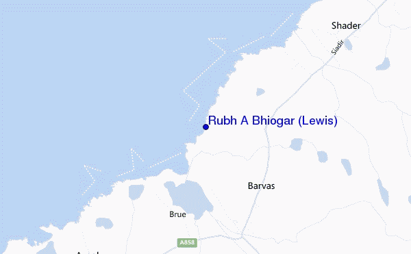 locatiekaart van Rubh A Bhiogar (Lewis)
