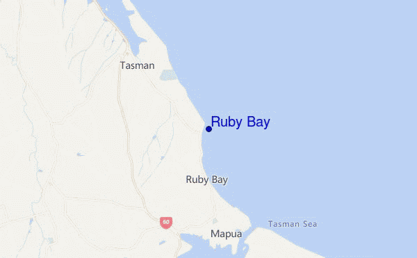 locatiekaart van Ruby Bay