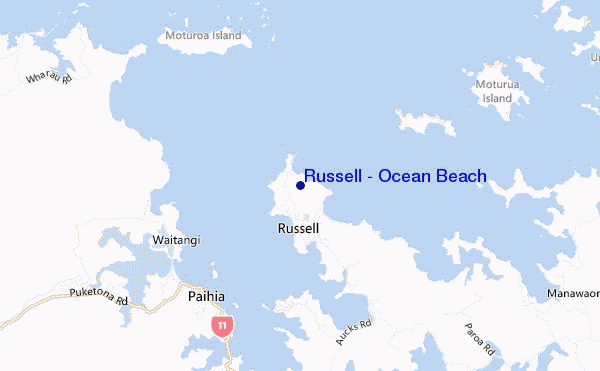 locatiekaart van Russell - Ocean Beach