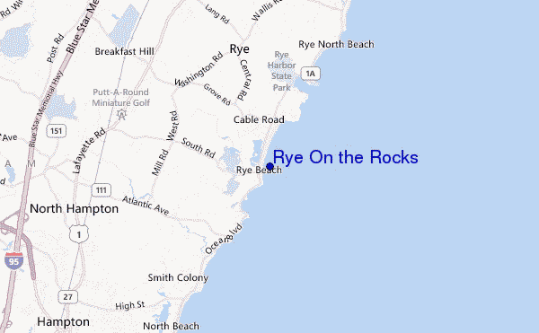 locatiekaart van Rye On the Rocks