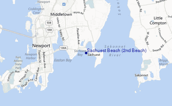 locatiekaart van Sachuest Beach (2nd Beach)