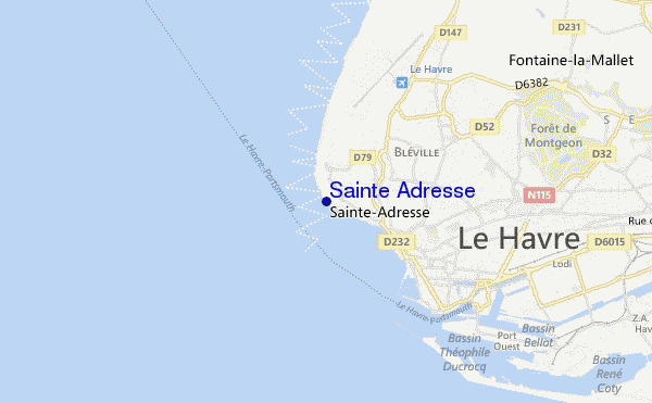 locatiekaart van Sainte Adresse