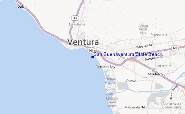 locatiekaart van San Buenaventura State Beach