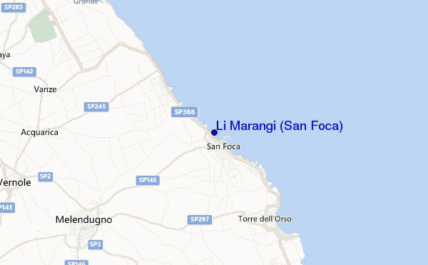 locatiekaart van Li Marangi (San Foca)