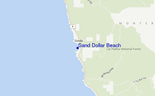 locatiekaart van Sand Dollar Beach