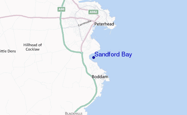 locatiekaart van Sandford Bay