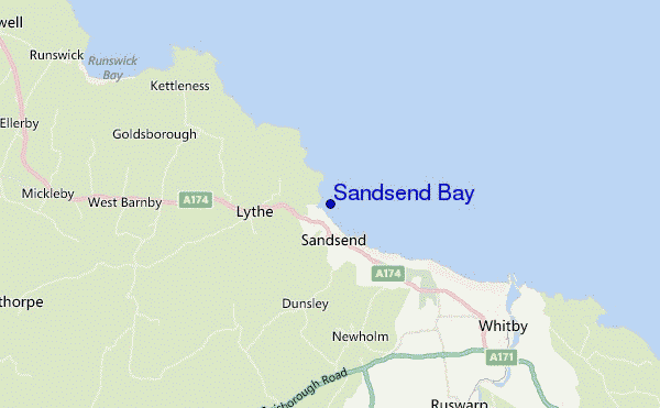 locatiekaart van Sandsend Bay