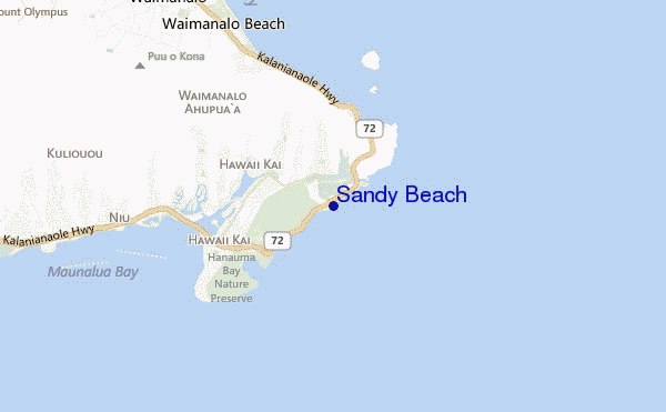 locatiekaart van Sandy Beach