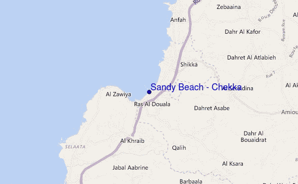 locatiekaart van Sandy Beach - Chekka