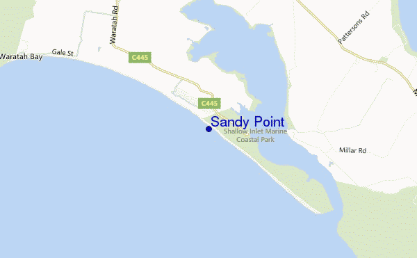 locatiekaart van Sandy Point