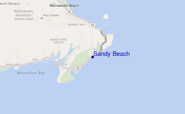 locatiekaart van Sandy Beach