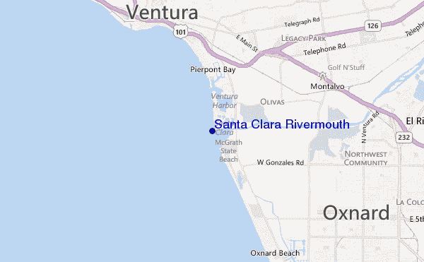 locatiekaart van Santa Clara Rivermouth